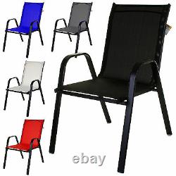 Textoline Bistro Chairs Stack Outdoor Garden Patio Dining Furniture Cream/noir