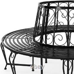 Tree Bench 160cm Seat Garden Outdoor Patio Round Chaise Circulaire En Métal Noir