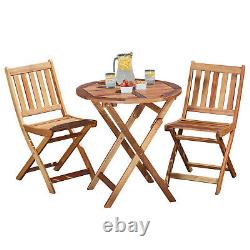 Vie de jardin Ensemble de mobilier de bistro en bois Table pliante extérieure et 2 chaises de patio