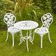 White Bistro Set Outdoor Patio Garden Furniture Table Et 2 Chaises En Métal