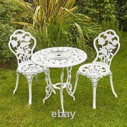 White Bistro Set Outdoor Patio Garden Furniture Table Et 2 Chaises En Métal