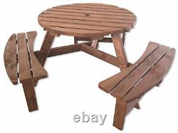 Woodside 6 Seater Round Outdoor Pressure Treated Pub Bench/garden Picnic Table